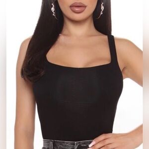Fashion Nova Black Temporary Lover Double Lined Tank Top - Medium